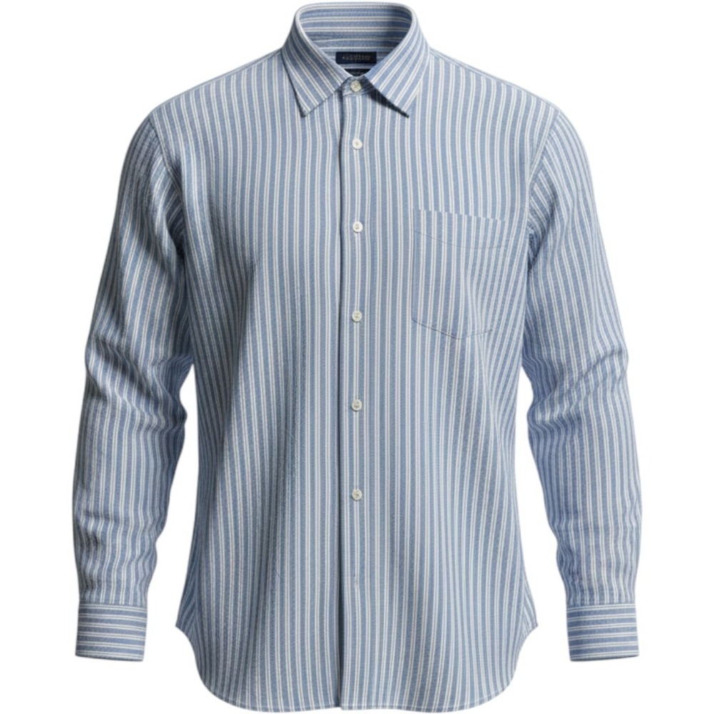 Gap Mens Blue White Striped Long Sleeve Button Down Cotton Shirt Size L 16-16.5